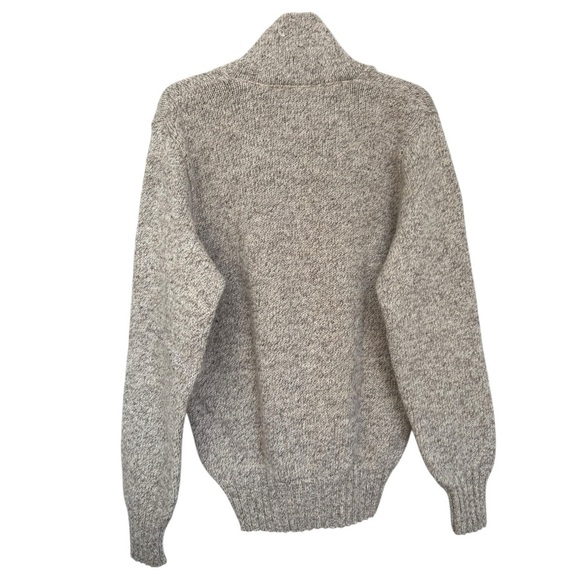 Vtg 80s Eddie Bauer Wool Shawl Collar Sweater Size Large Neutral Cabin Cottage - Picture 4 of 9